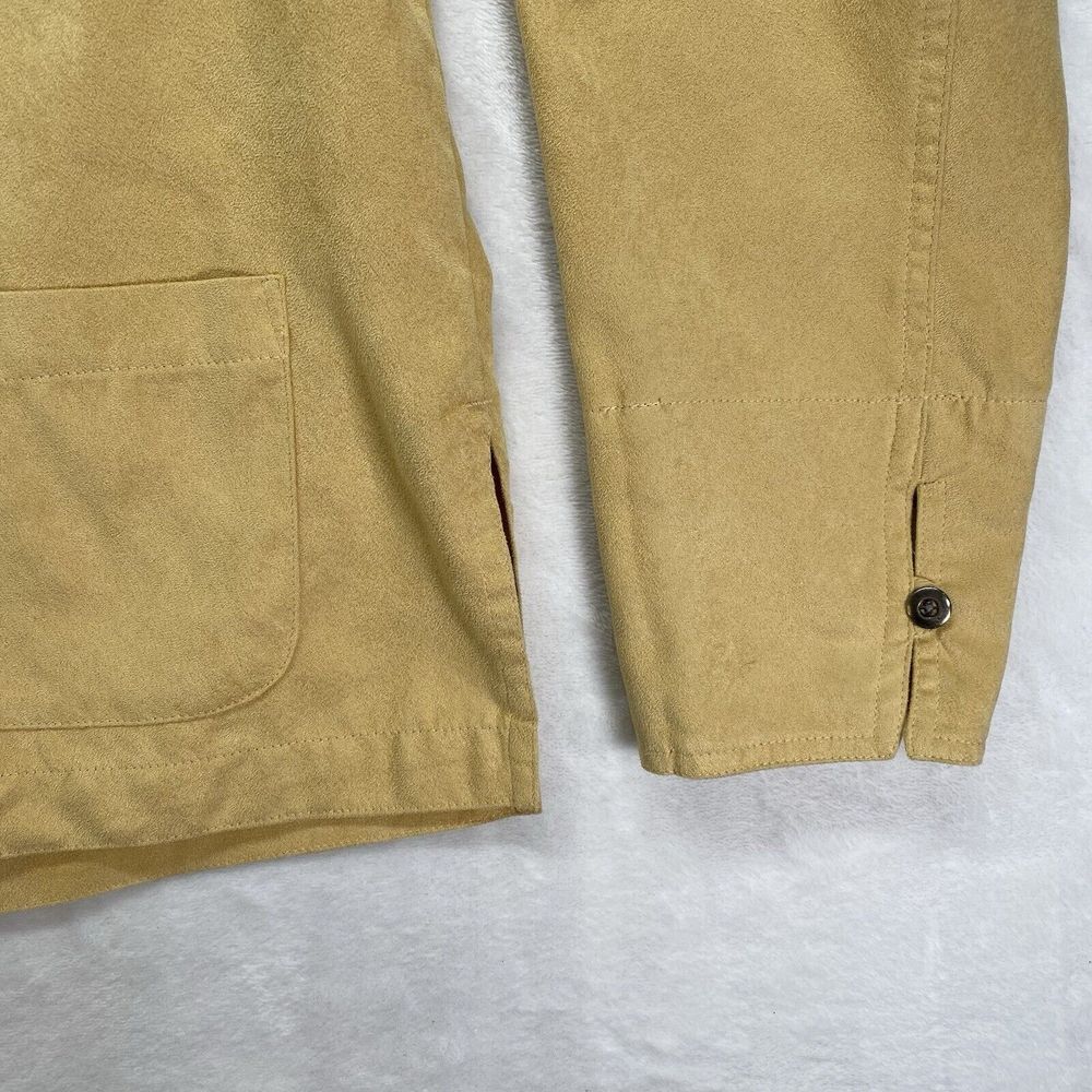 CHICO'S top Womens 0 small Faux Suede Button-Front Shirt Blouse Dijon Yellow - Picture 2 of 9
